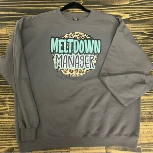 Hanes Gray Crewneck Sweater with Ribbed Cuffs